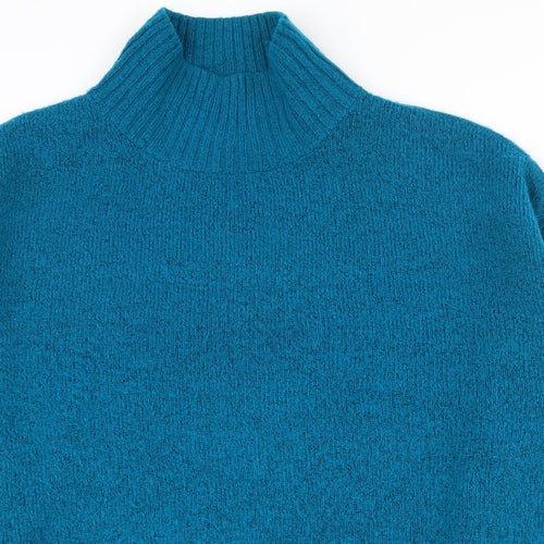 George Womens Blue Roll Neck  Acrylic Pullover Jumper Size L