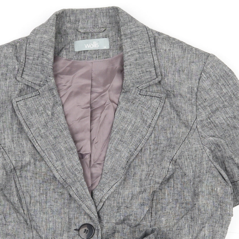 Wallis Womens Grey   Jacket  Size 16  Button - Short sleeves