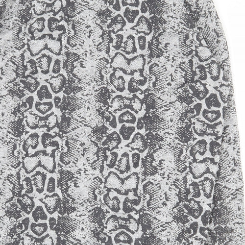 Marks and Spencer Womens Grey Round Neck Animal Print Viscose Cardigan Jumper Size 10
