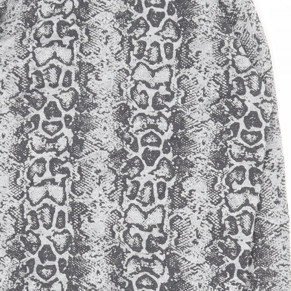 Marks and Spencer Womens Grey Round Neck Animal Print Viscose Cardigan Jumper Size 10