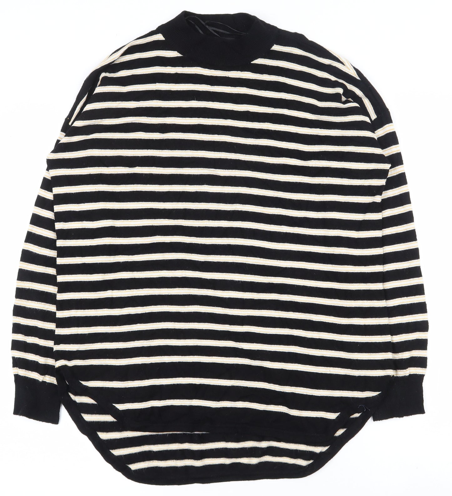 Peacocks Womens Multicoloured High Neck Striped Viscose Pullover Jumper Size 12