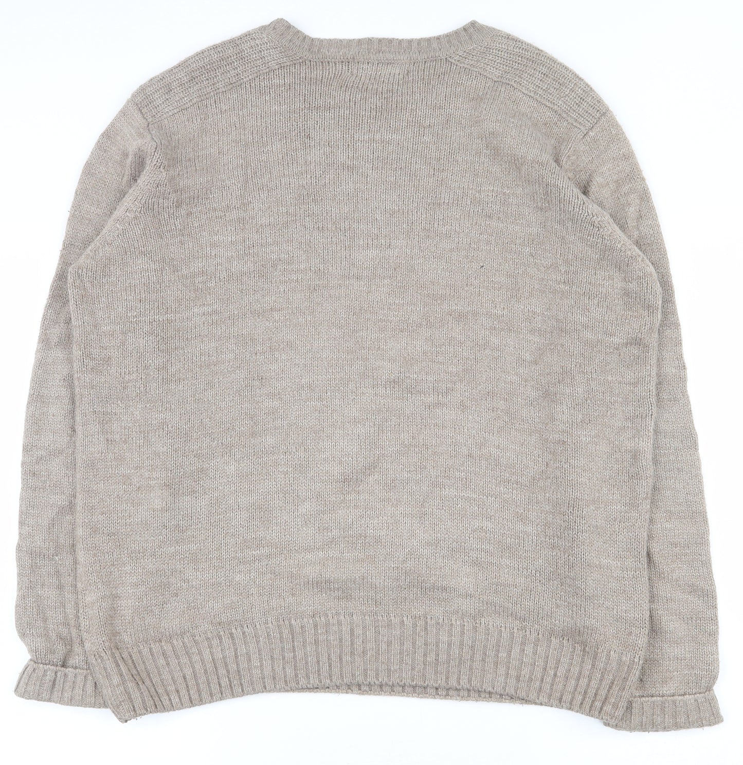 P.G. Field Mens Beige Round Neck  Acrylic Pullover Jumper Size L