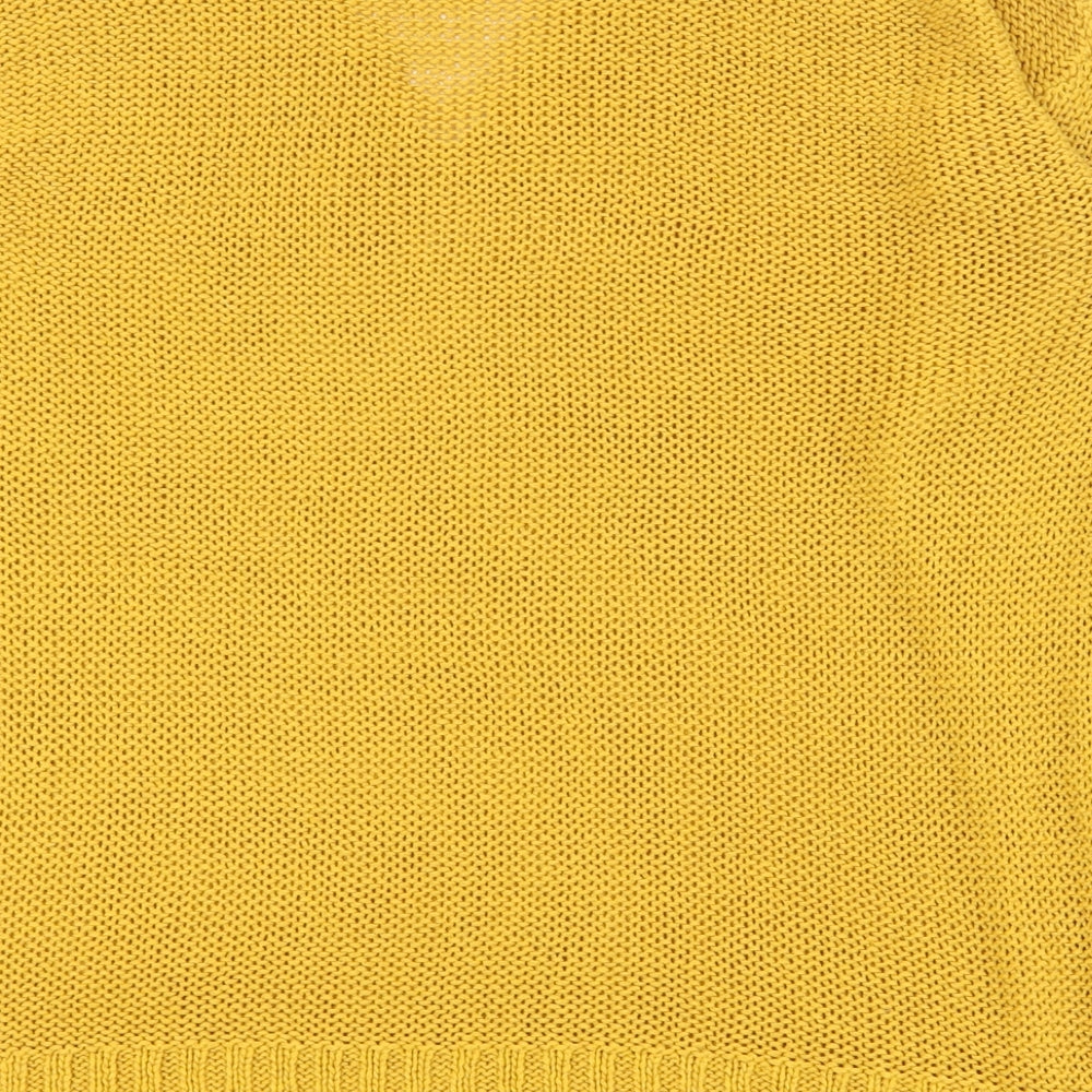 Papaya Womens Yellow V-Neck  Acrylic Pullover Jumper Size M