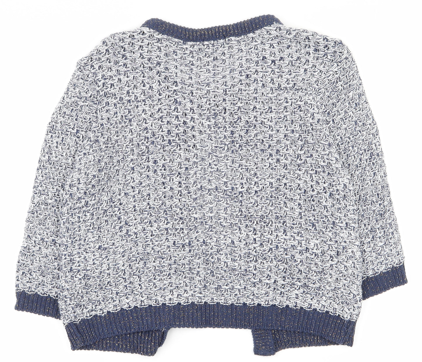 F&F Womens Blue Round Neck  Cotton Cardigan Jumper Size 12