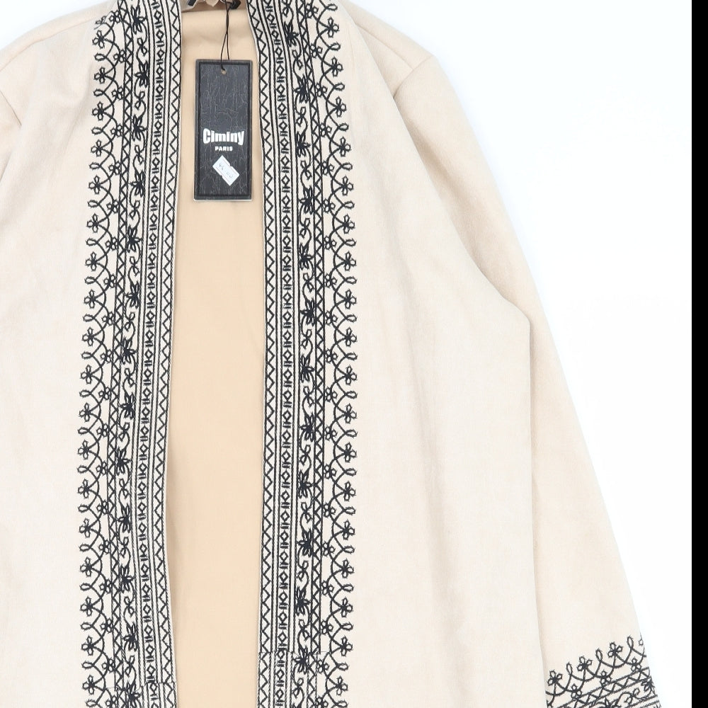 Climiny Womens Beige Geometric  Jacket  Size S