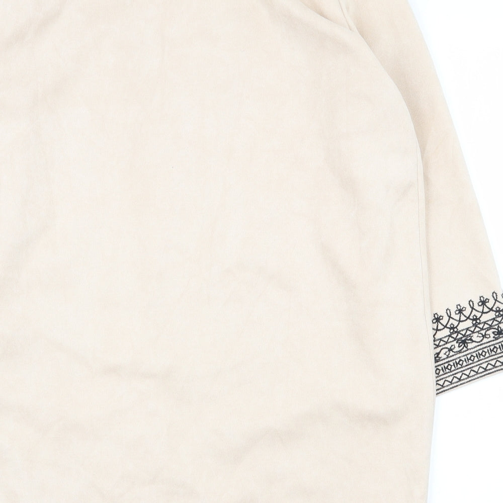 Climiny Womens Beige Geometric  Jacket  Size S