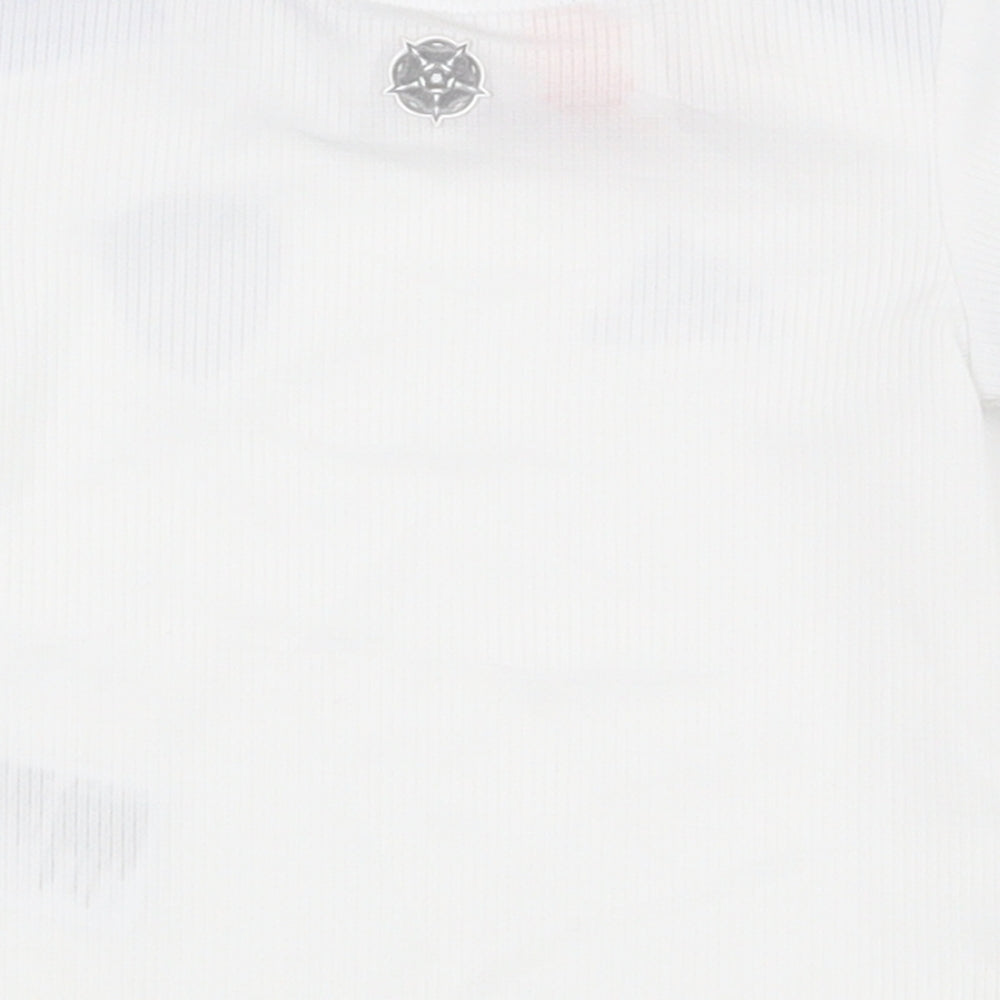 adidas Boys White  Polyester Basic T-Shirt Size 3-6 Months Crew Neck Snap