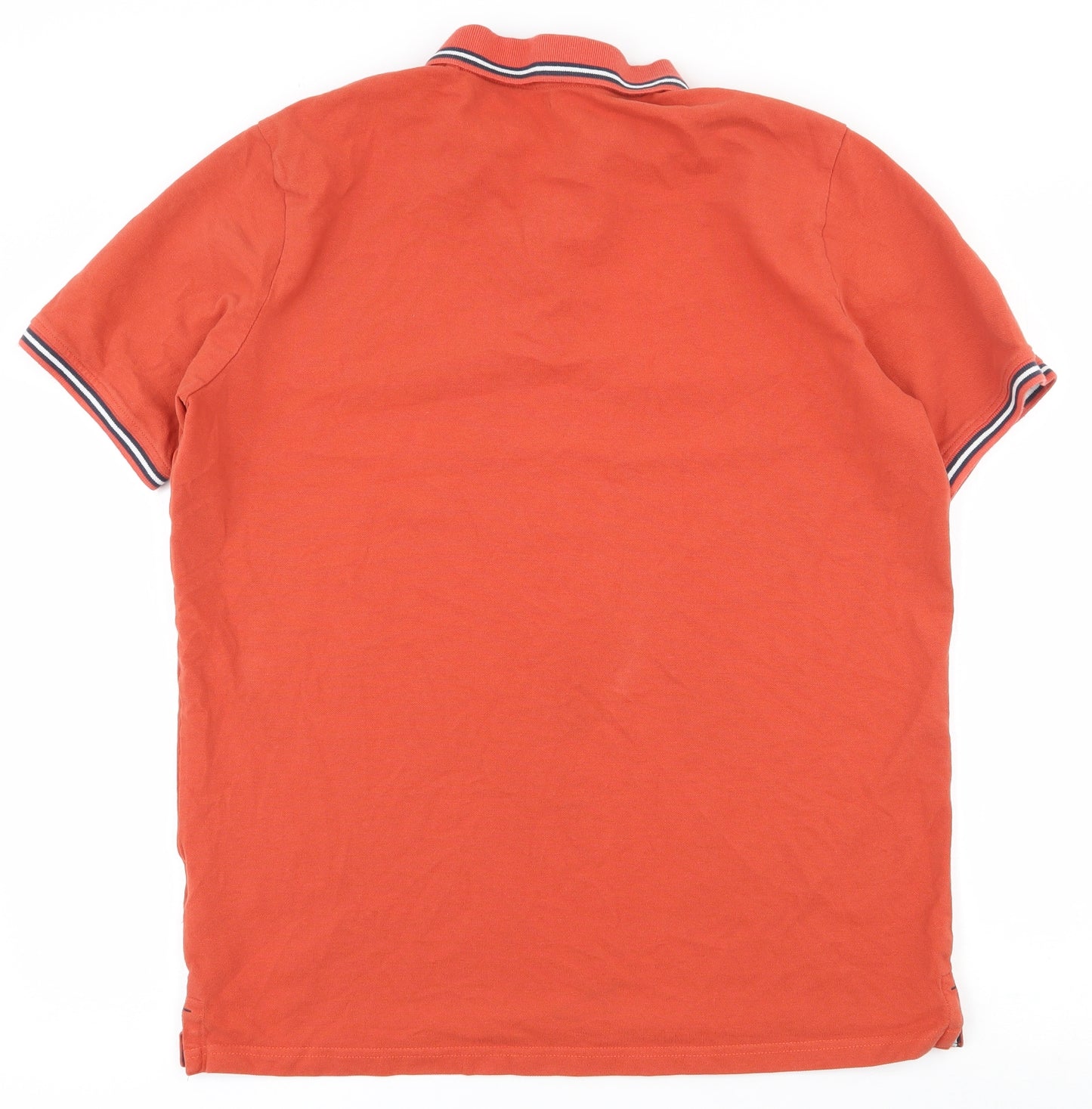 Livergy Mens Orange  100% Cotton  Polo Size L Collared Button