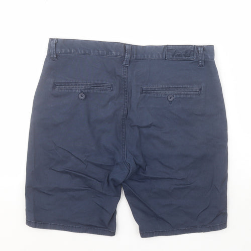 Lucid Mens Blue  Cotton Chino Shorts Size S L8 in Regular Zip