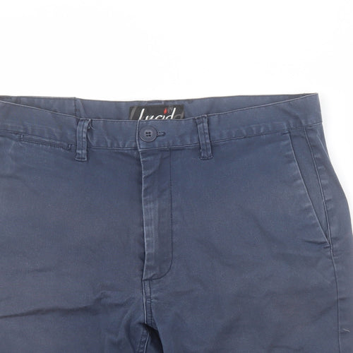 Lucid Mens Blue  Cotton Chino Shorts Size S L8 in Regular Zip