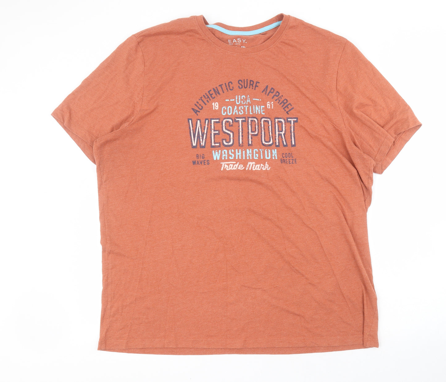 Matalan Mens Orange  Cotton  T-Shirt Size 2XL Crew Neck