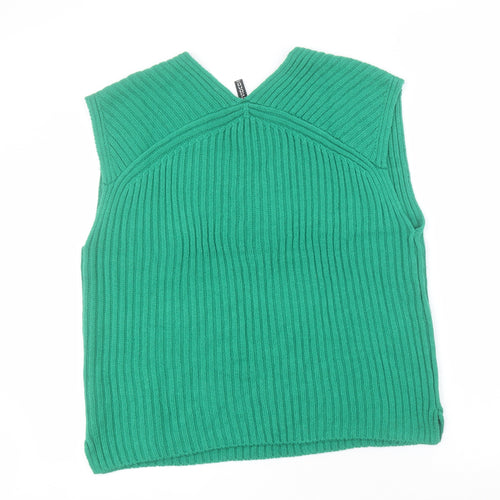 H&M Womens Green V-Neck  Acrylic Tunic Jumper Size XS   - Slogan