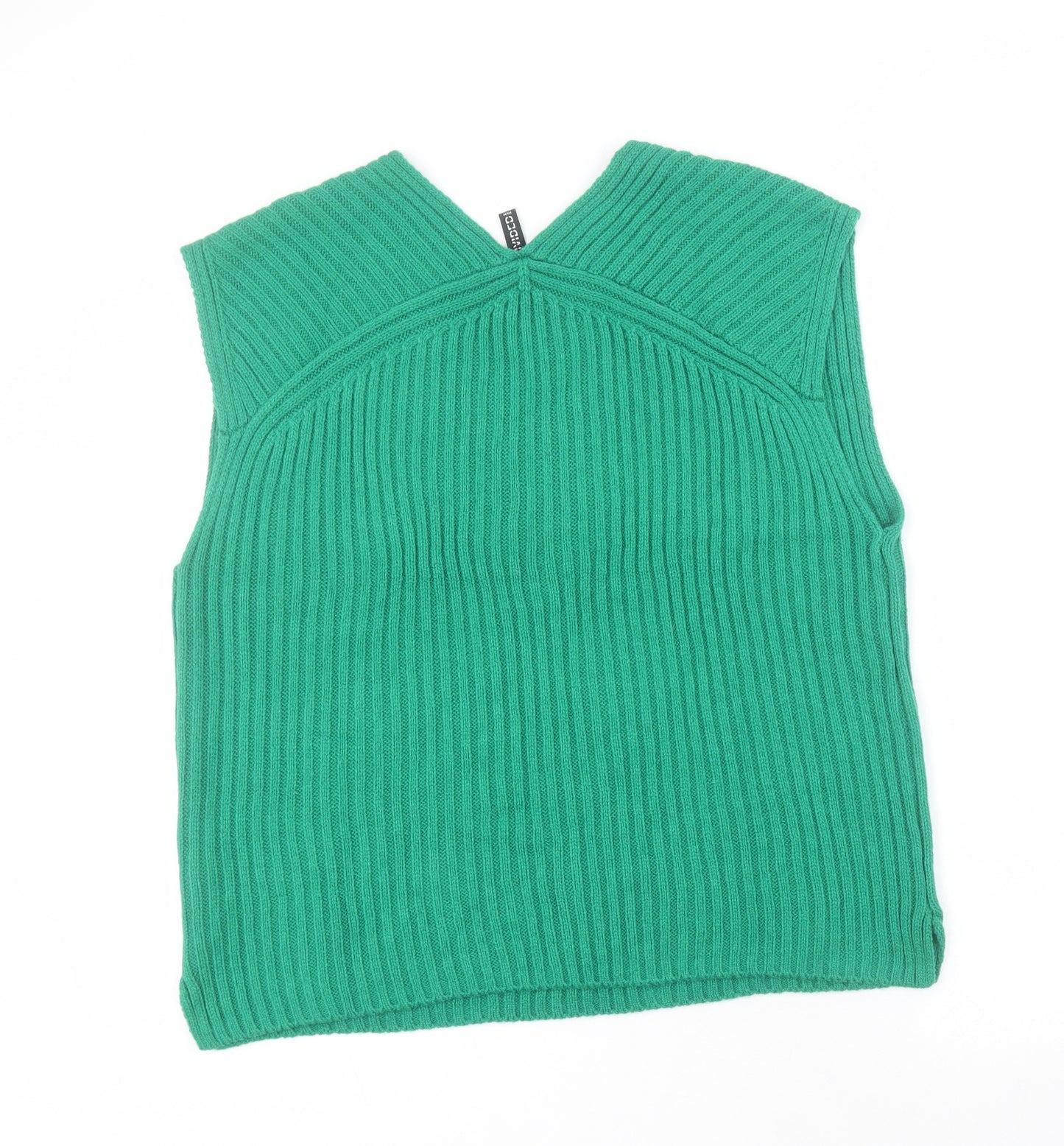 H&M Womens Green V-Neck  Acrylic Tunic Jumper Size XS   - Slogan