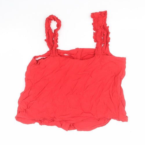 Topshop Womens Red  Viscose Basic Blouse Size 14 Square Neck