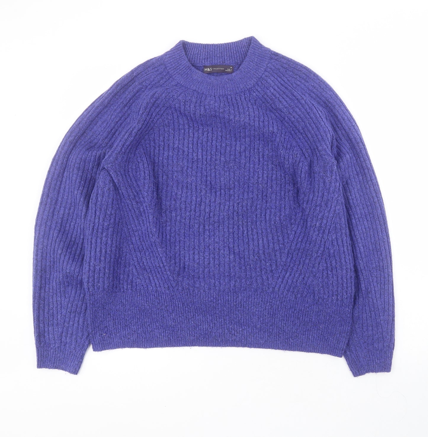 Marks and Spencer Womens Purple Mock Neck  Acrylic Pullover Jumper Size M