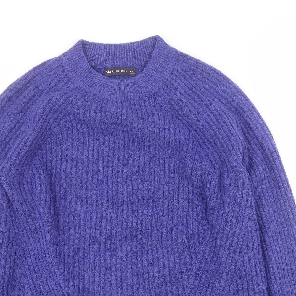 Marks and Spencer Womens Purple Mock Neck  Acrylic Pullover Jumper Size M