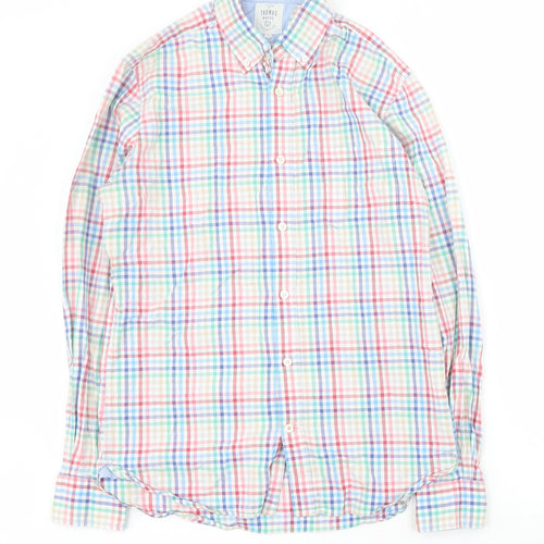Thomas Mayes Mens Multicoloured Plaid Cotton  Button-Up Size S Collared Button
