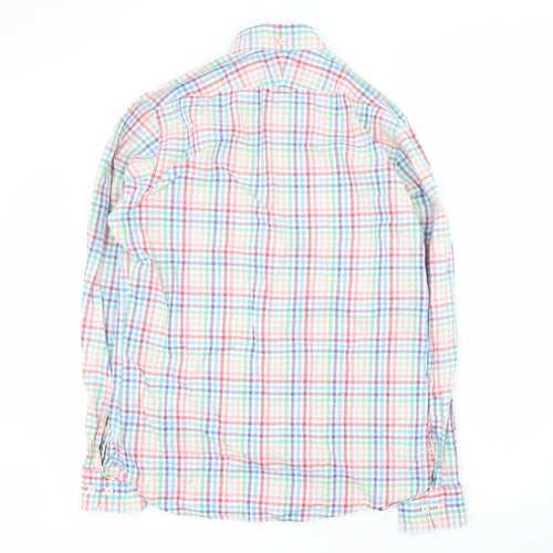 Thomas Mayes Mens Multicoloured Plaid Cotton  Button-Up Size S Collared Button