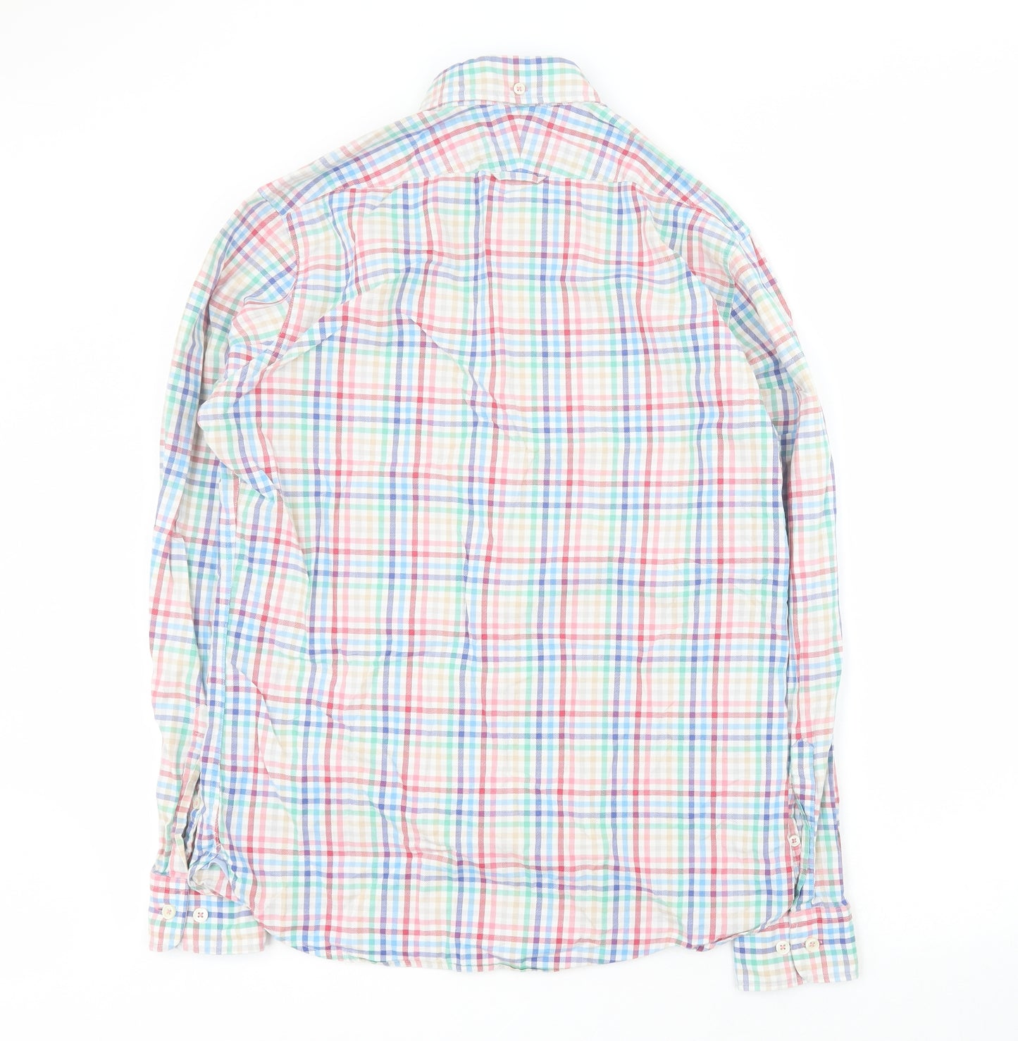 Thomas Mayes Mens Multicoloured Plaid Cotton  Button-Up Size S Collared Button