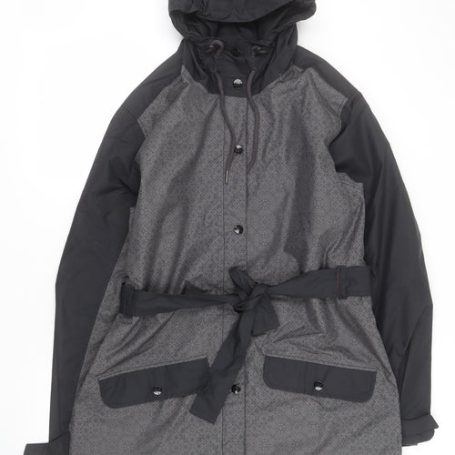 Helly Hansen Womens Black Geometric  Rain Coat Coat Size XL  Zip