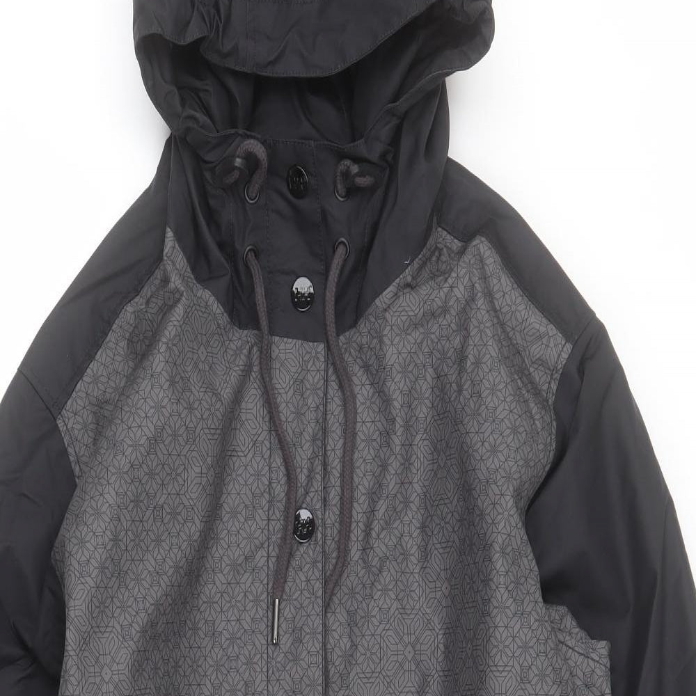 Helly Hansen Womens Black Geometric  Rain Coat Coat Size XL  Zip