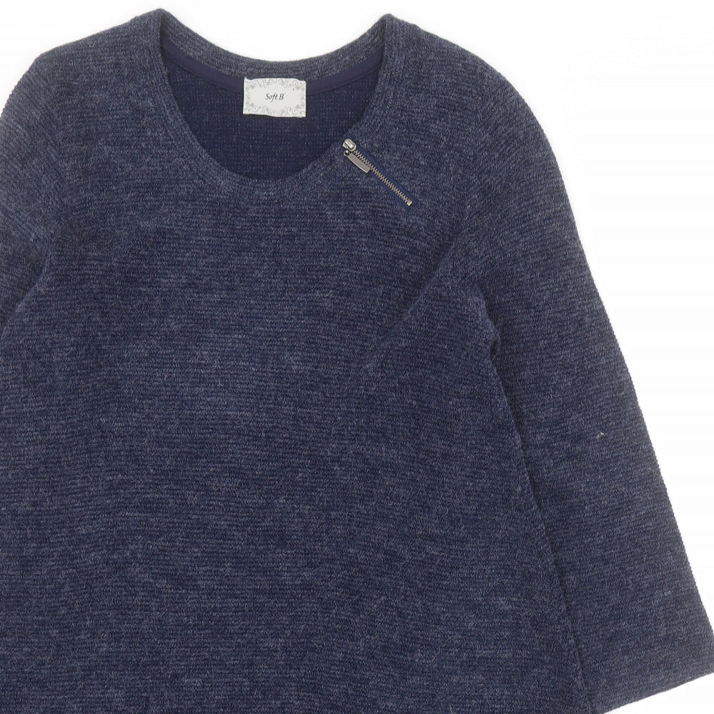 Soft B Womens Blue  Acrylic Jumper Dress  Size L  Round Neck Pullover