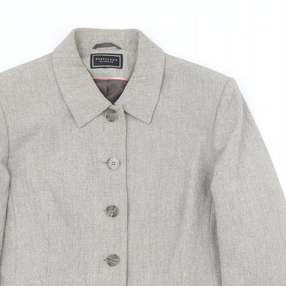Debenhams Womens Grey   Jacket Blazer Size 16  Button