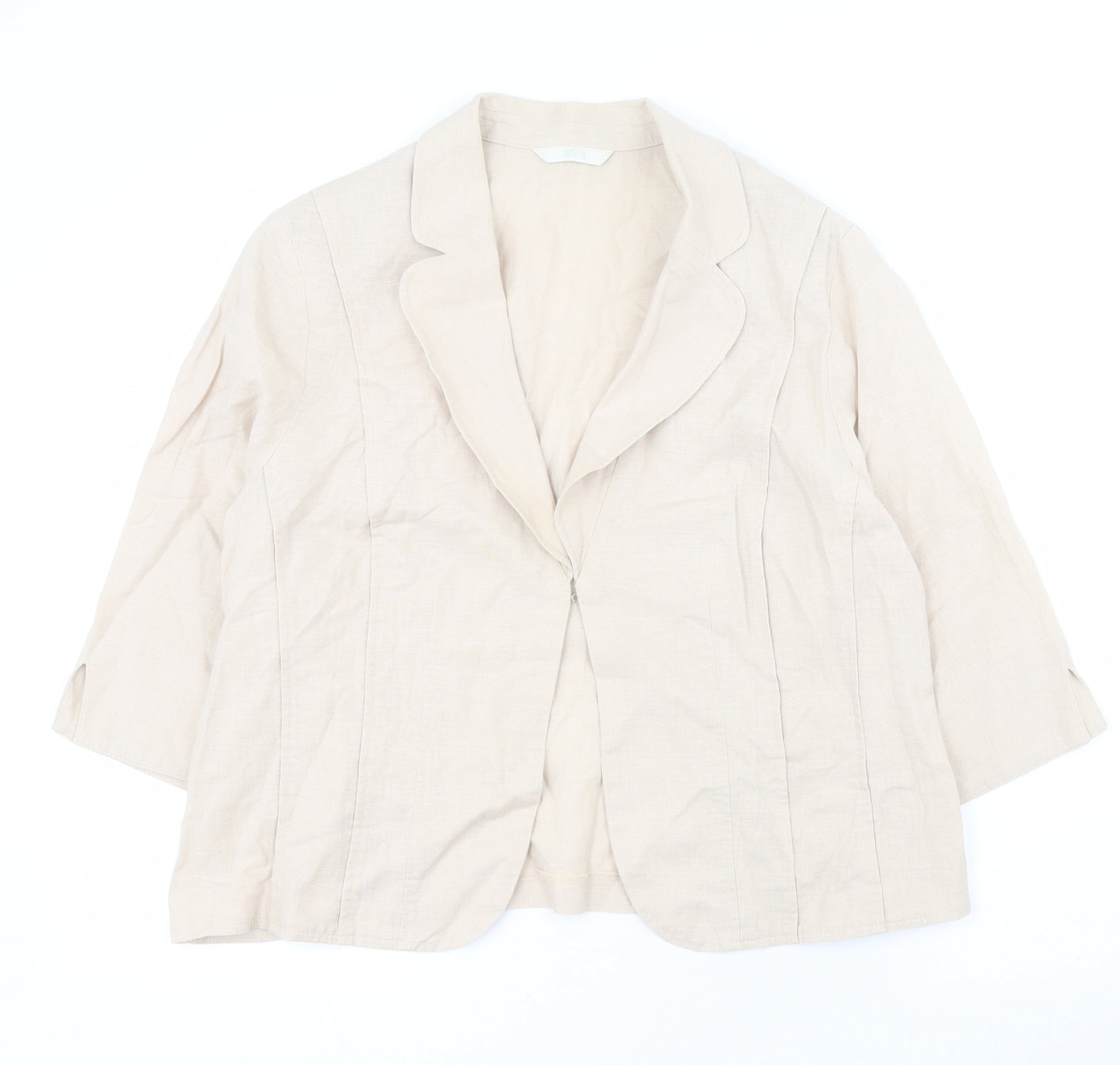 Marks and Spencer Womens Beige   Jacket  Size 18  Hook & Eye