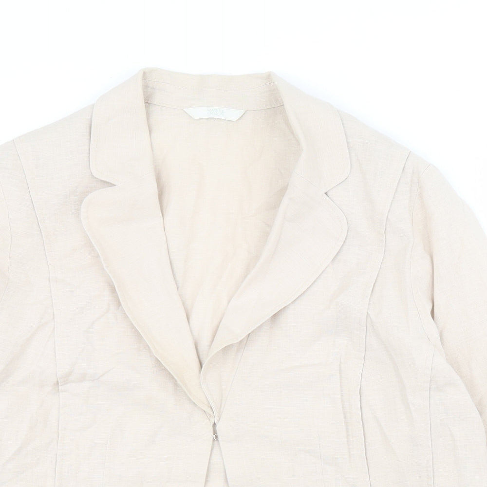 Marks and Spencer Womens Beige   Jacket  Size 18  Hook & Eye