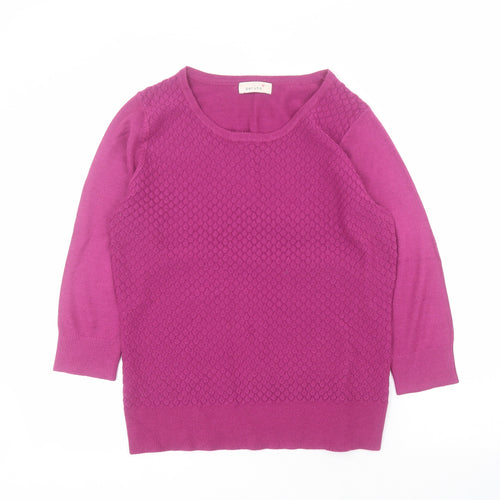 Marks and Spencer Womens Purple Round Neck  Acrylic Pullover Jumper Size 12