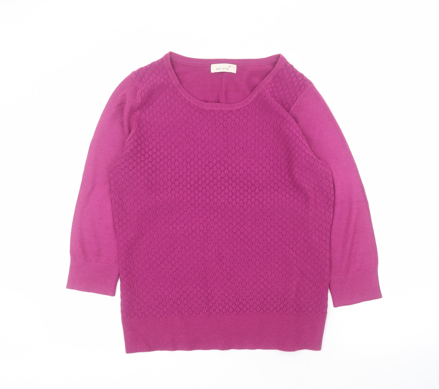 Marks and Spencer Womens Purple Round Neck  Acrylic Pullover Jumper Size 12