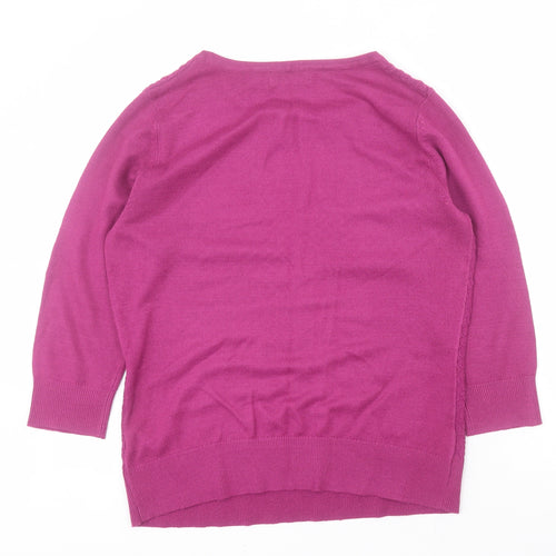 Marks and Spencer Womens Purple Round Neck  Acrylic Pullover Jumper Size 12