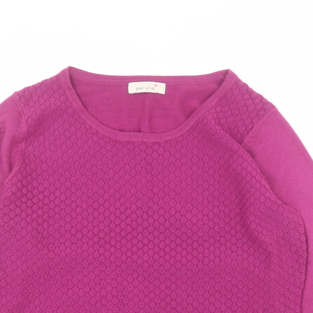 Marks and Spencer Womens Purple Round Neck  Acrylic Pullover Jumper Size 12