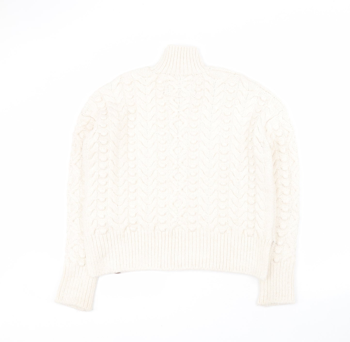 Superdry Womens Beige High Neck  Acrylic Pullover Jumper Size XS