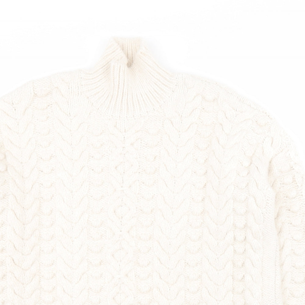 Superdry Womens Beige High Neck  Acrylic Pullover Jumper Size XS