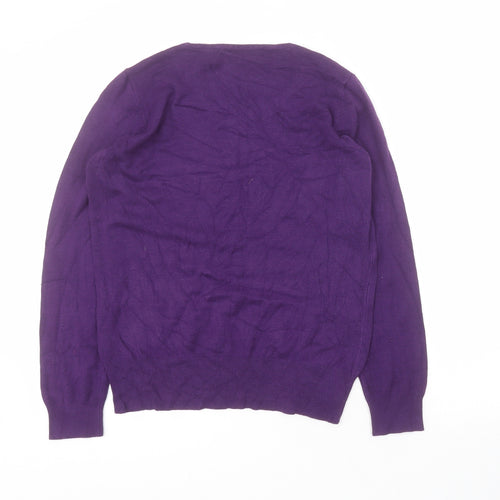 Wallis Womens Purple Round Neck  Viscose Pullover Jumper Size 12