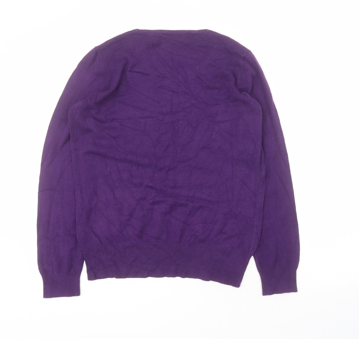 Wallis Womens Purple Round Neck  Viscose Pullover Jumper Size 12