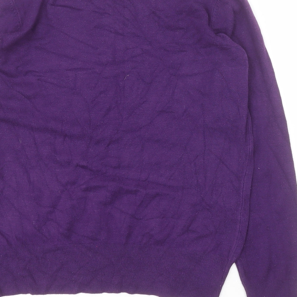 Wallis Womens Purple Round Neck  Viscose Pullover Jumper Size 12