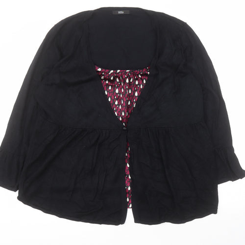 Marks and Spencer Womens Black Round Neck Geometric Viscose Pullover Jumper Size 22