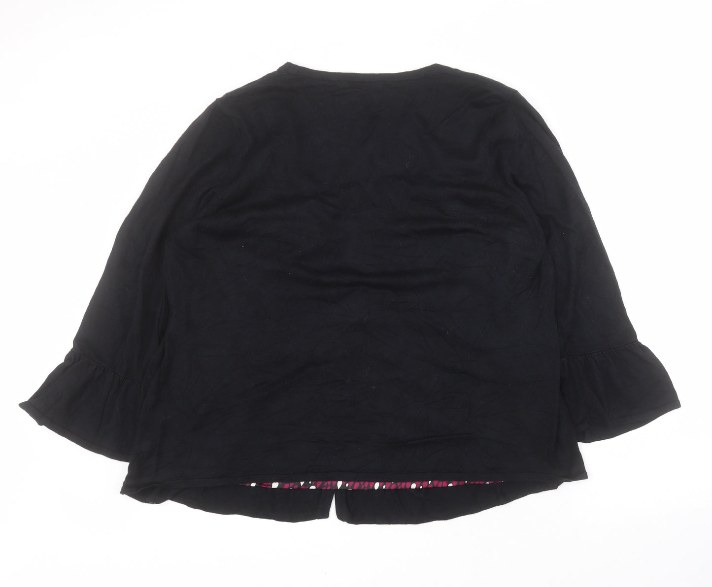 Marks and Spencer Womens Black Round Neck Geometric Viscose Pullover Jumper Size 22