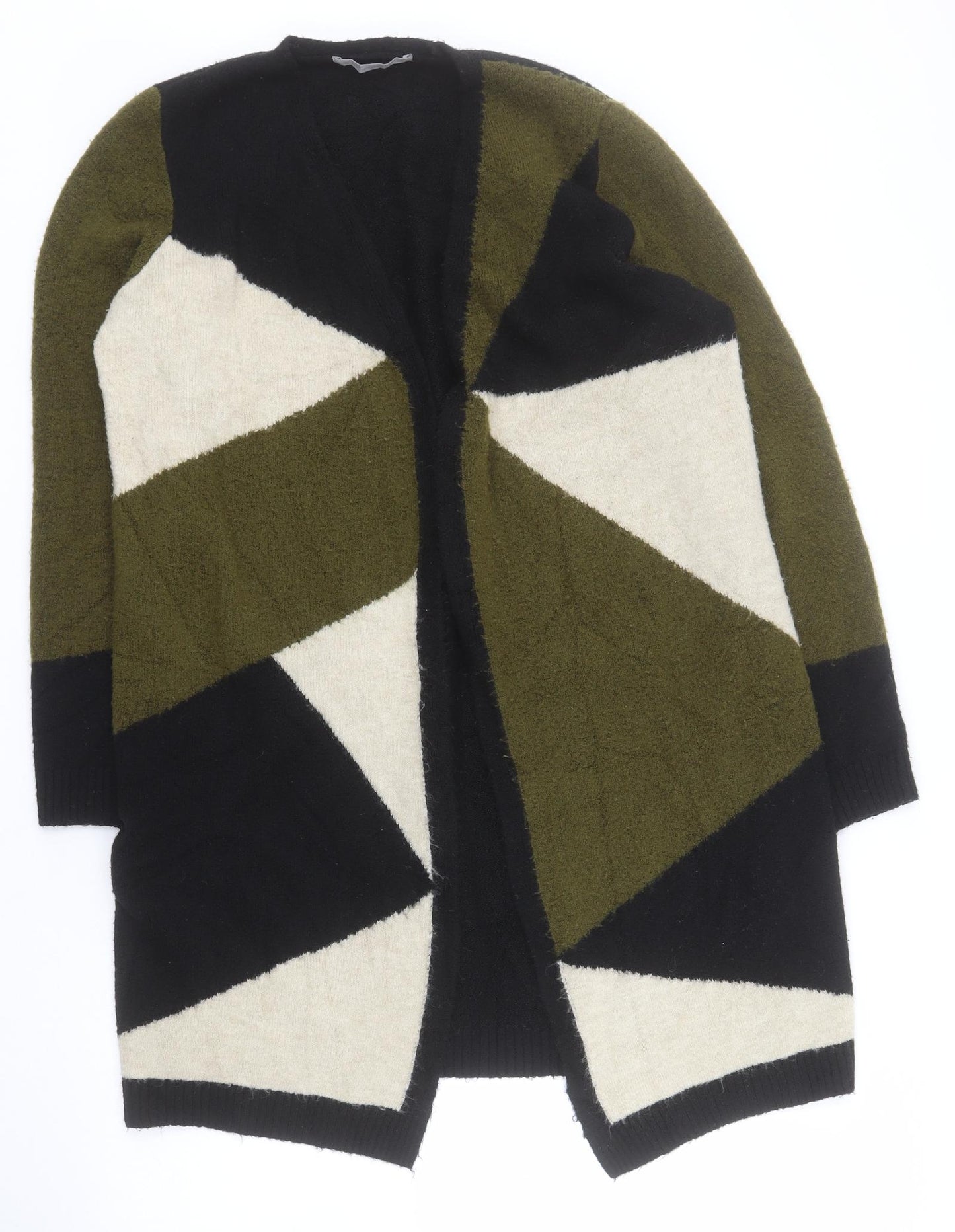 George Womens Multicoloured V-Neck Geometric Acrylic Cardigan Jumper Size 16