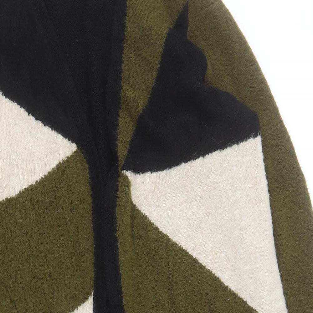 George Womens Multicoloured V-Neck Geometric Acrylic Cardigan Jumper Size 16
