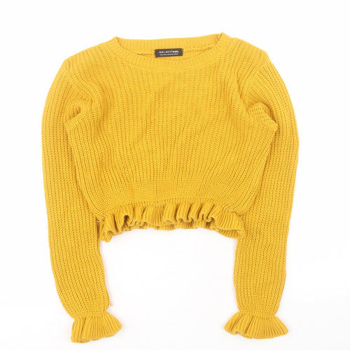 Select Girls Yellow Round Neck  Acrylic Pullover Jumper Size 12-13 Years  Pullover