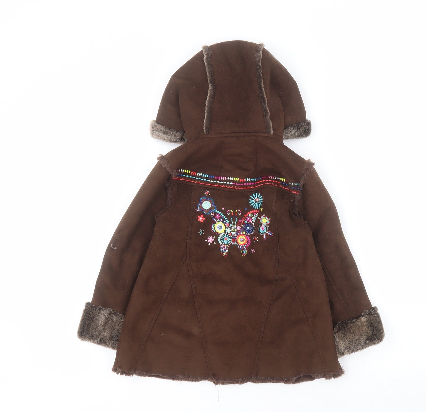 Debenhams Girls Brown   Pea Coat Coat Size 3-4 Years  Button