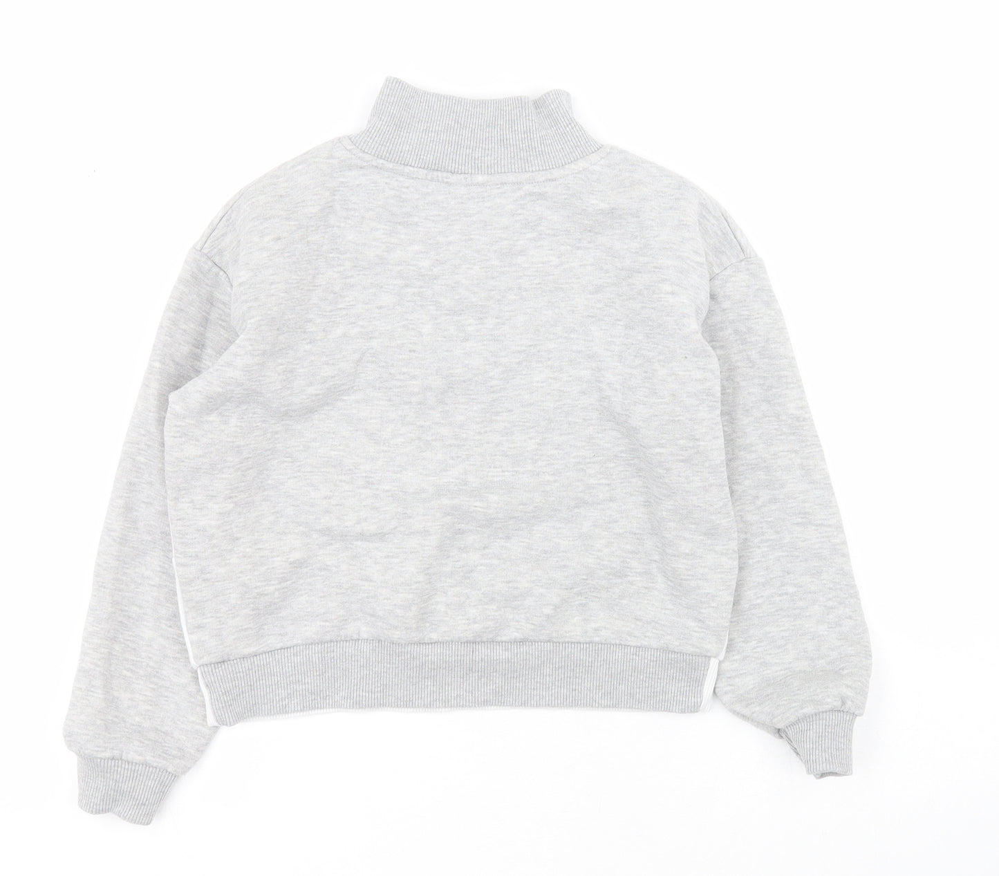 M & Co Girls Grey  Polyester Pullover Hoodie Size 8-9 Years  Zip - Slogan