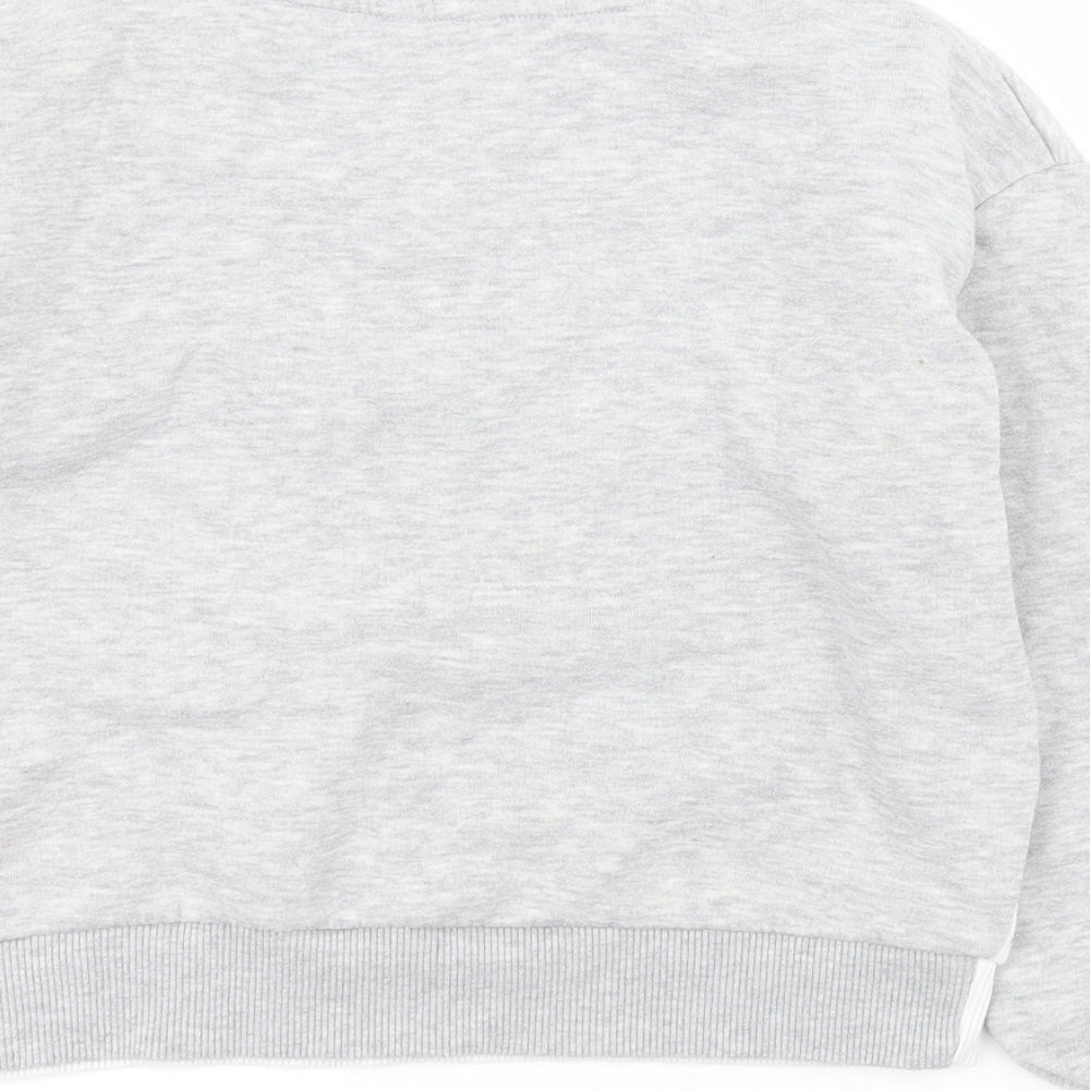 M & Co Girls Grey  Polyester Pullover Hoodie Size 8-9 Years  Zip - Slogan