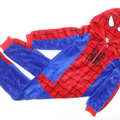 Primark Boys Blue Solid 100% Polyester  Nightshirt Size 7-8 Years  Zip - Spiderman