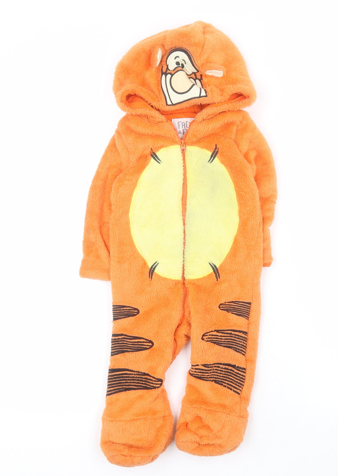 F&F Baby Orange Solid Polyester Babydoll One Piece Size 6-9 Months  Zip - Tigger