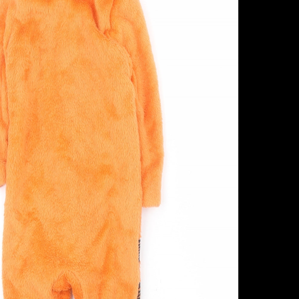 F&F Baby Orange Solid Polyester Babydoll One Piece Size 6-9 Months  Zip - Tigger