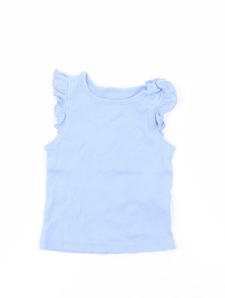 Primark Baby Blue 100% Cotton Basic Tank Size 9-12 Months Round Neck Pullover